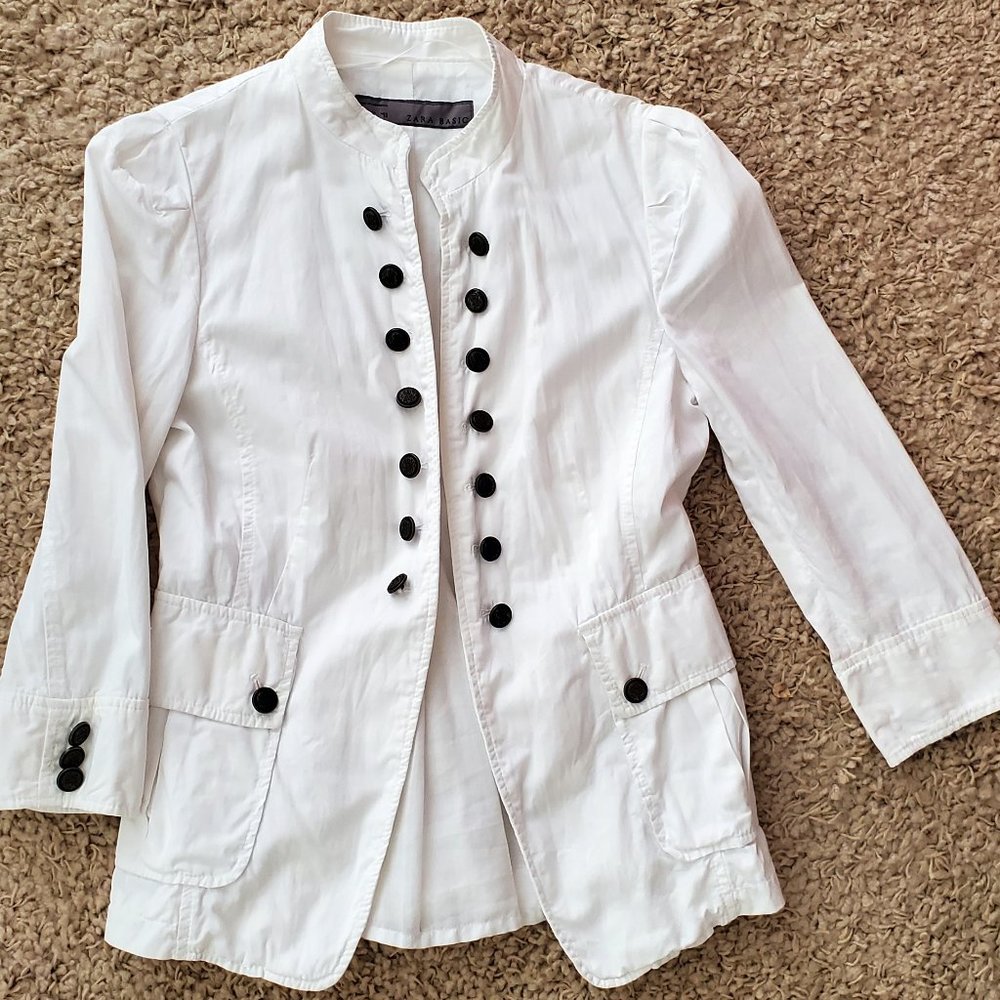 Zara White Military Jacket - M